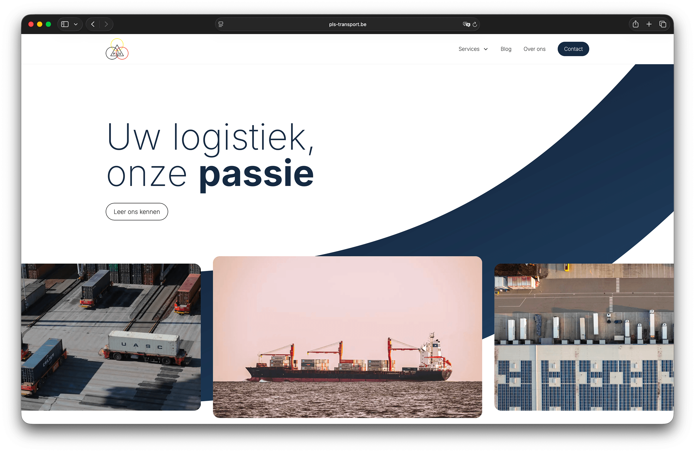 Website-mockup van PLS NV